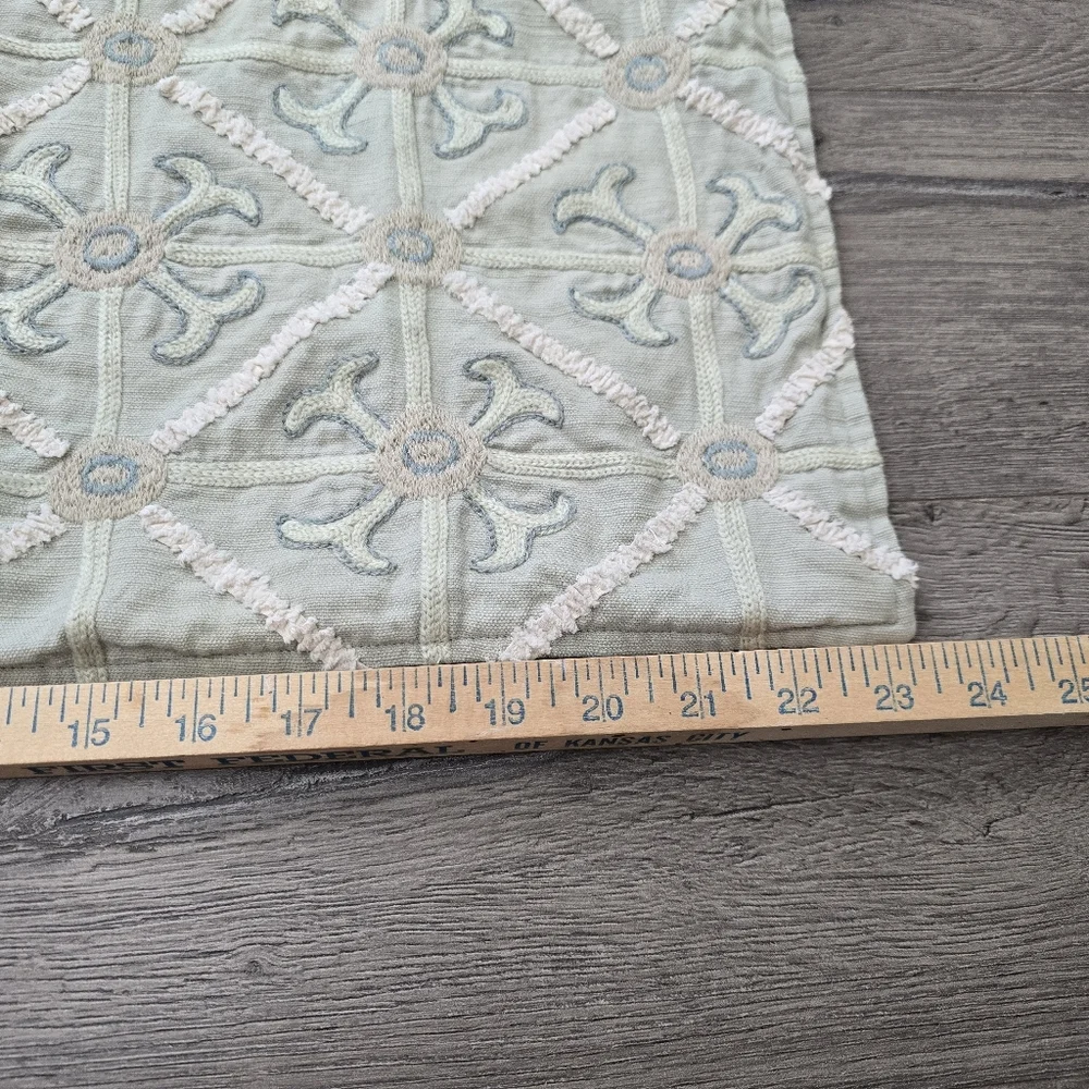 Pottery Barn Pillow Sham Cottage Cabin Farmhouse Embroidered Chenille